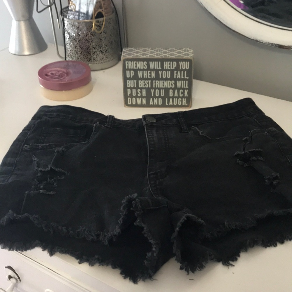 Aeropostale high-rise shorty black jean shorts
